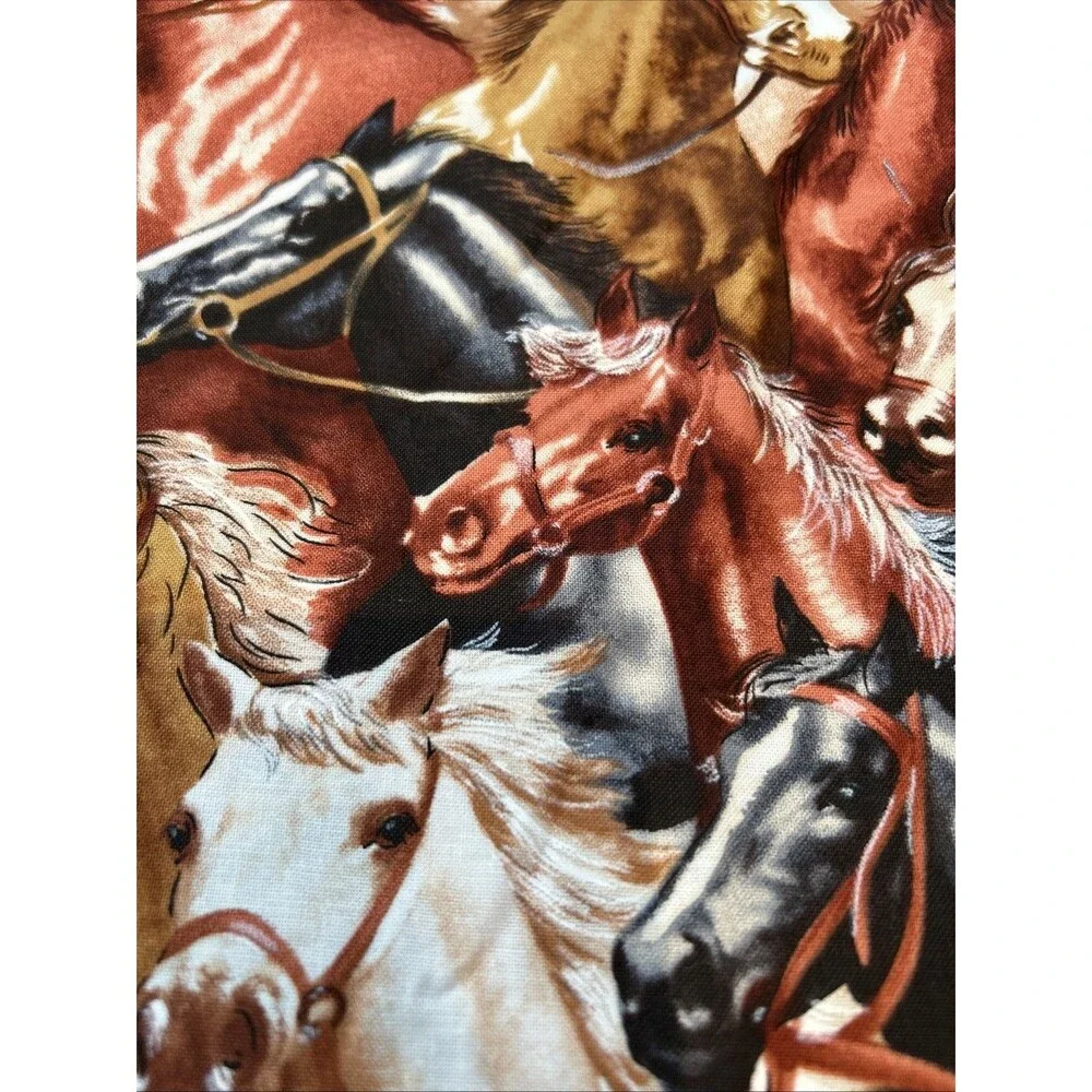 Blank Quilting Packed Horse Stampede Brown Cotton Fabric 21
